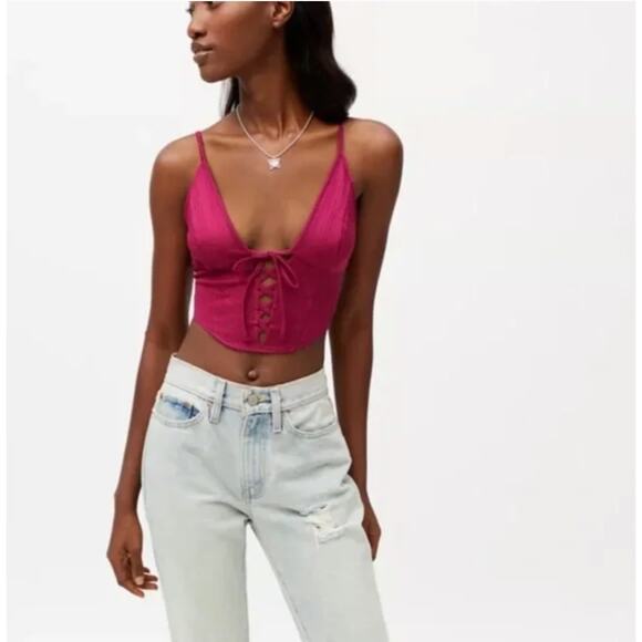 Urban Outfitters UO Rina Triangle Cami Burgundy Red Corset Top Size XS - Picture 4 of 14